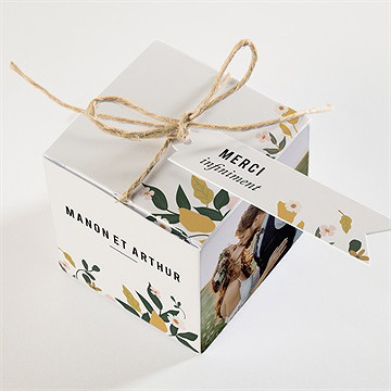 Boîte de dragées mariage vintage champetre - Dessus de la boîte