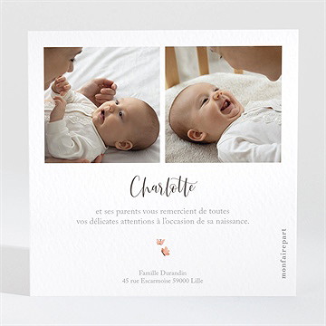 Remerciement naissance champetre - Dos de la carte