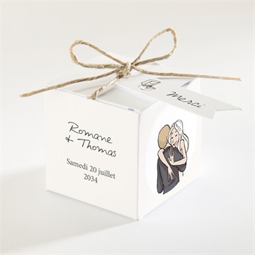 Boîte de dragées mariage mariés illustrés