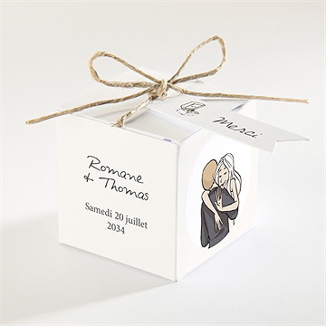 Boîte de dragées mariage mariés illustrés