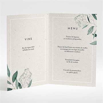 Menu mariage sauvage - Intérieur du menu