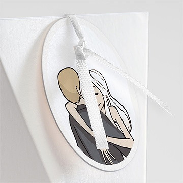 Boîte de dragées mariage mariés illustrés étui - Détail de la boîte