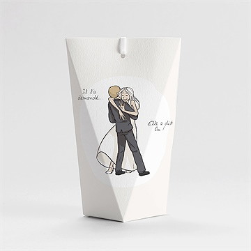 Boîte de dragées mariage mariés illustrés étui - Dos de la boîte