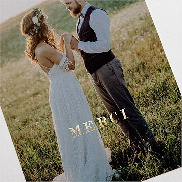 Remerciement mariage vintage champetre - Détail de la carte