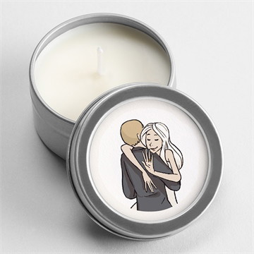 Bougie mariage mariés illustrés argent