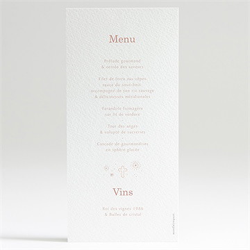 Menu baptême l'envolée - Dos du menu