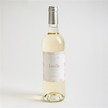 Etiquette de bouteille baptême l'envolée - Mise en situation