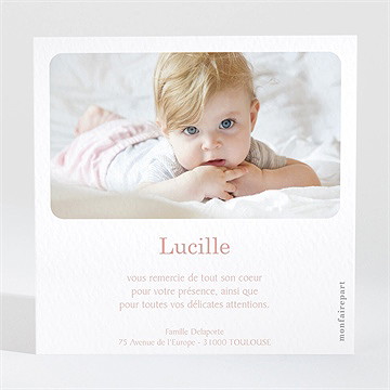 Remerciement baptême l'envolée - Dos de la carte