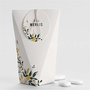 Boîte de dragées mariage vintage champetre étui