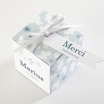 Boîte de dragées baptême horizons - Dessus de la boîte