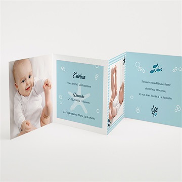 Faire-part de baptême les petits poissons - Intérieur du faire-part