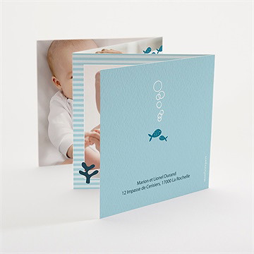 Faire-part de baptême les petits poissons - Dos du faire-part