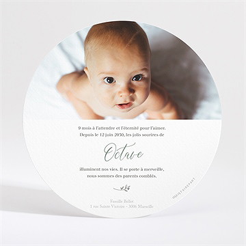 Faire-part naissance lumineux dorure - Dos du faire-part