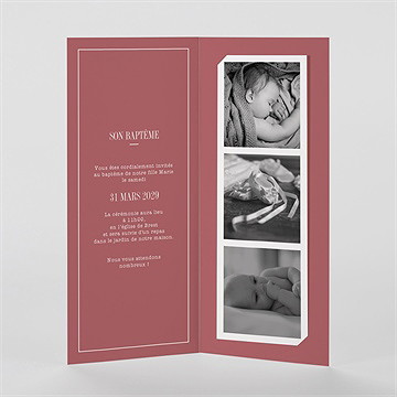 Faire-part de baptême polaroid chic ! photomaton - Intérieur du faire-part