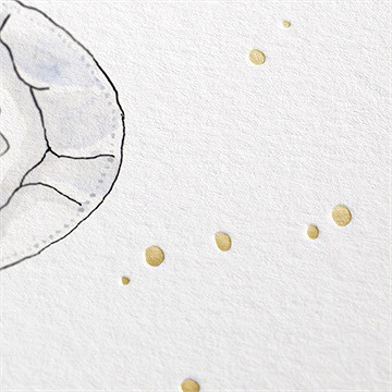 Faire-part naissance tendre aquarelle dorure - Marquage à chaud OR