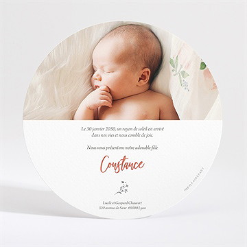 Faire-part naissance tendre aquarelle dorure - Dos du faire-part