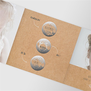 Faire-part de baptême tout en pictos accordéon - Vue zoomée sur les pastilles