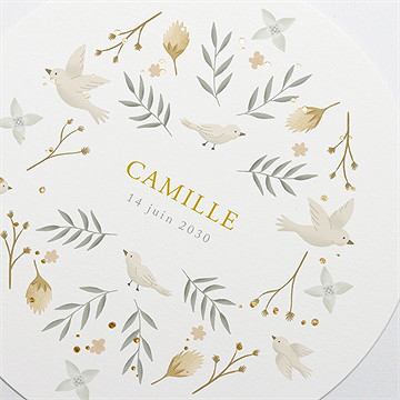 Faire-part naissance célébration dorure - Détail du faire-part