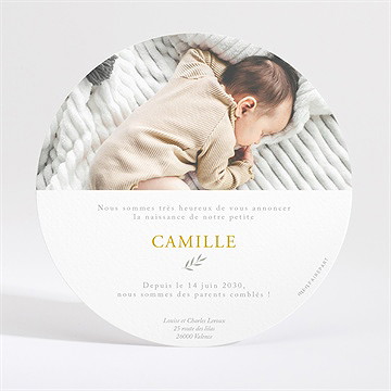 Faire-part naissance célébration dorure - Dos du faire-part