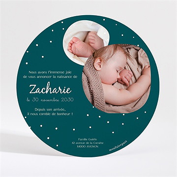Faire-part naissance flocons délicats rond - Dos du faire-part
