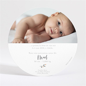 Faire-part naissance petite escapade ronde - Dos du faire-part