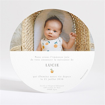 Faire-part naissance poésie d'eté - rond - Dos du faire-part