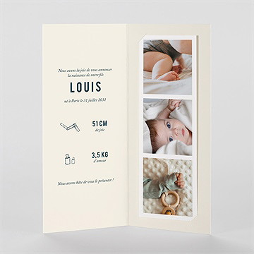 Faire-part naissance baby love photomaton - Intérieur du faire-part