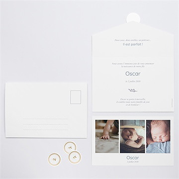 Faire-part naissance elégante symétrie enveloppe - Vue d'ensemble