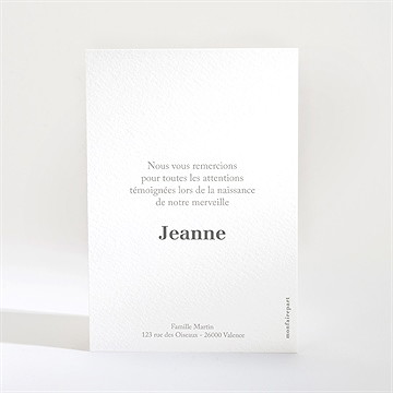 Remerciement naissance jolie définition - Dos de la carte
