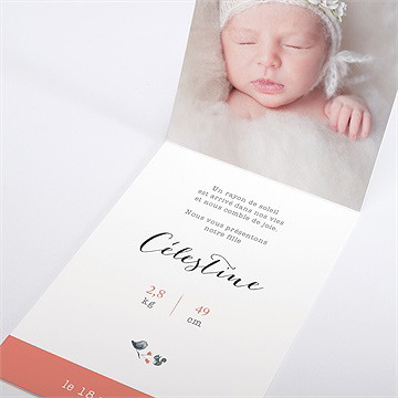 Faire-part naissance en rouge et noir pli décalé - Intérieur du faire-part