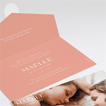 Faire-part naissance simple incrustation enveloppe - Intérieur du faire-part
