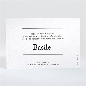 Remerciement naissance petit trésor - Dos de la carte