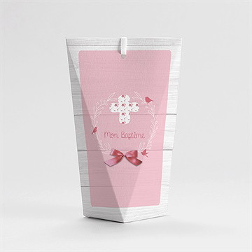 Boîte de dragées baptême jolie composition étui - Dos de la boîte