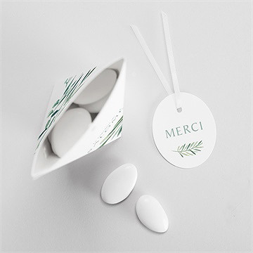 Boîte de dragées baptême feuilles et or étui - Intérieur de la boîte