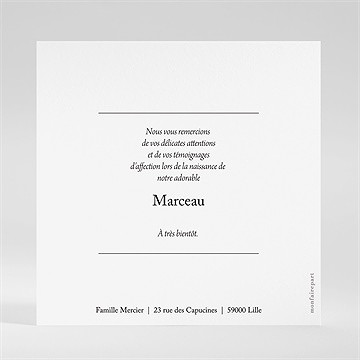 Remerciement naissance petite beauté - Dos de la carte