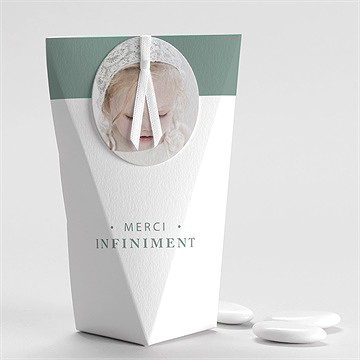 Boîte de dragées baptême annonce en or étui