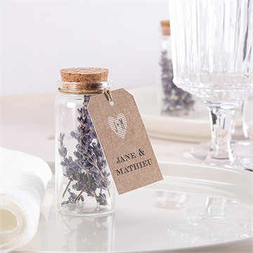 Mignonette mariage kraft en folie étiquette - Mise en situation