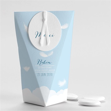 Boîte de dragées baptême duvet tout en rondeur étui