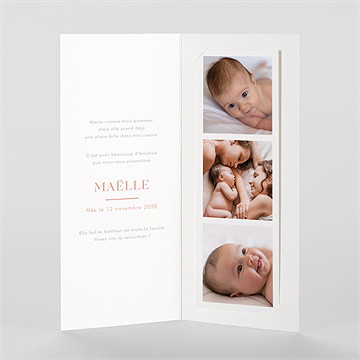 Faire-part naissance simple incrustation photomaton - Intérieur du faire-part