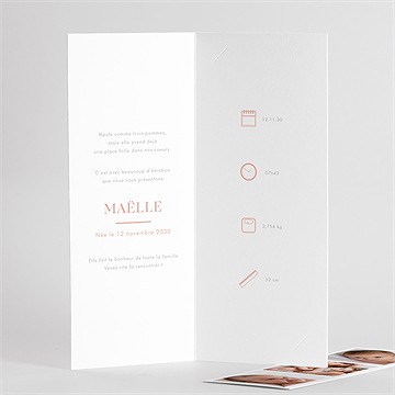 Faire-part naissance simple incrustation photomaton - Intérieur du faire-part