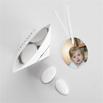 Boîte de dragées baptême photos miniatures étui - Intérieur de la boîte