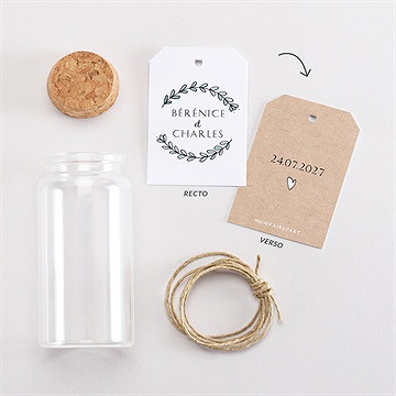 Mignonette mariage avec programme étiquette - Vue d'ensemble