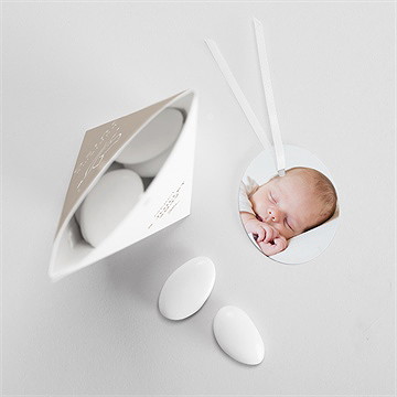 Boîte de dragées baptême envolée minimaliste étui - Intérieur de la boîte