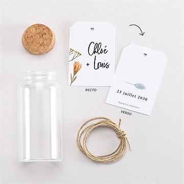 Mignonette mariage art champêtre étiquette - Vue d'ensemble