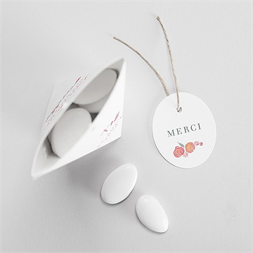 Boîte de dragées baptême cadre de fleurs étui - Intérieur de la boîte