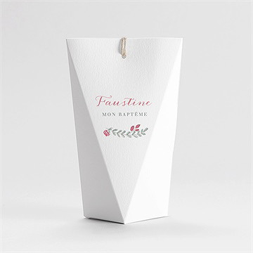 Boîte de dragées baptême cadre de fleurs étui - Dos de la boîte