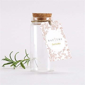 Mignonette baptême motif gravure étiquette - Mise en situation
