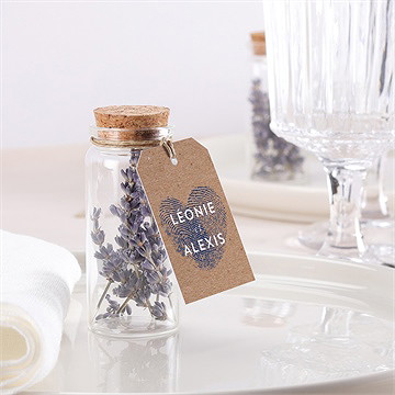 Mignonette mariage uniques empreintes étiquette - Mise en situation