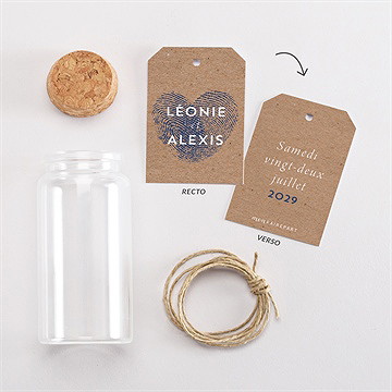 Mignonette mariage uniques empreintes étiquette - Vue d'ensemble