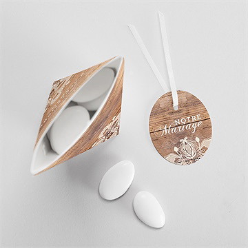 Boîte de dragées mariage boisé étui - Intérieur de la boîte